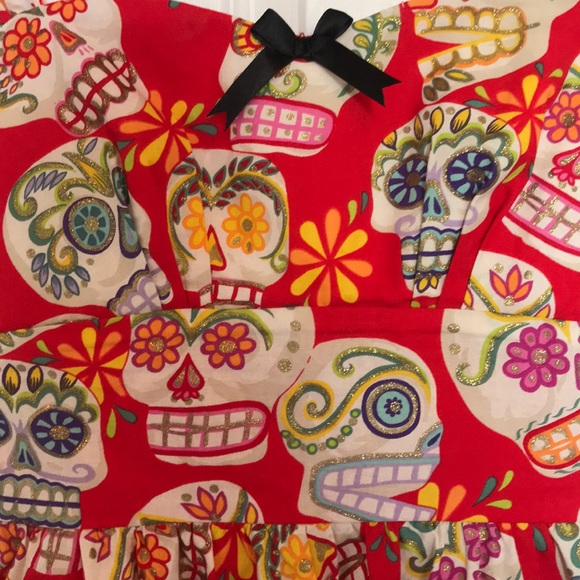 Golightly Red Sugar Skull Party Dress - Picture 2 of 5